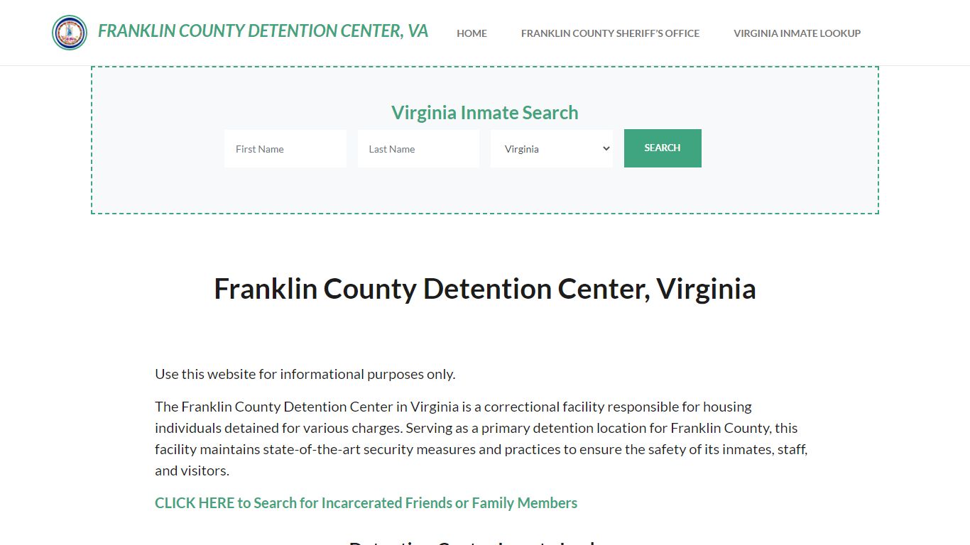 Franklin County Detention Center, VA Inmate Roster, Offender Search